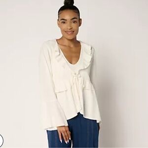 Peace Love World Boheme ruffle long sleeve topper